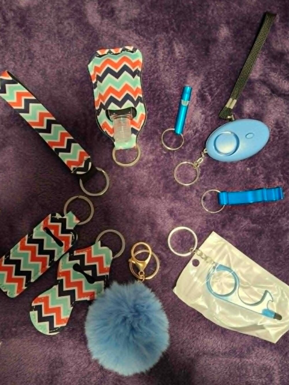 NWOT Multicolored Chevron Safety Keychain w/Alarm